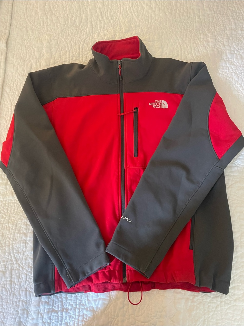 The North Face Red and Gray Apex Performance Softshell Jacket